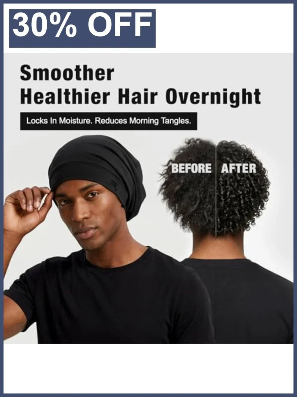 2 Pack Silk Satin Hair Bonnet for Men Adjustable Stay-On Sleep Cap Beanie for